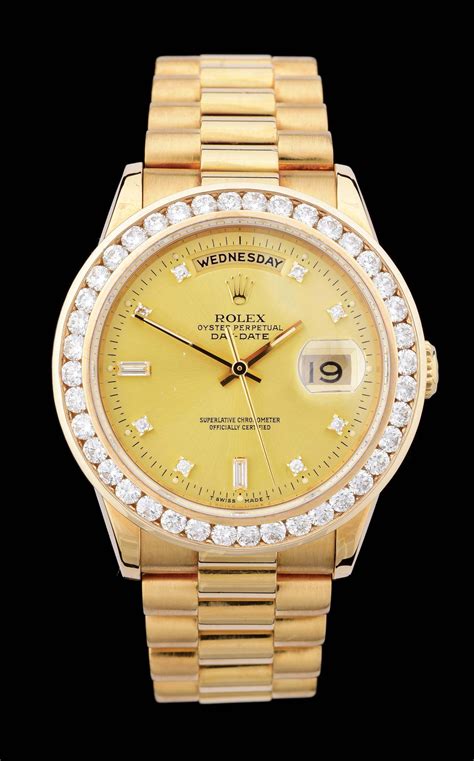 rolex presidential french cut diamond bezel|18k gold Rolex with diamonds.